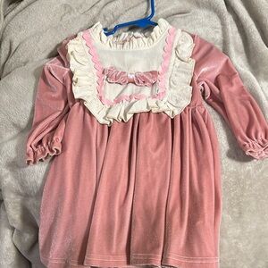 Vintage Pink Velvet Baby Dress